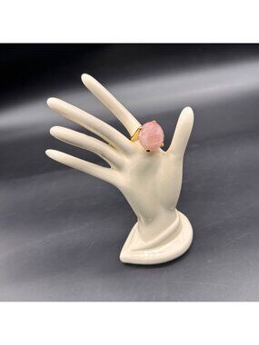 Pink Cocktail Ring Bronze Rose Quartz Milor Italy Statement Gold Tone Size 8